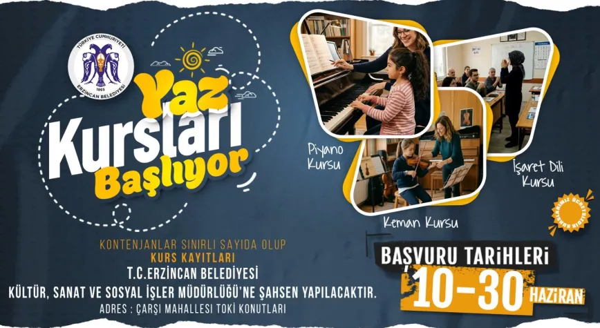 Erzincan Belediyesi Yaz Kursları İçin Başvurular 10 Haziran’da Başlıyor