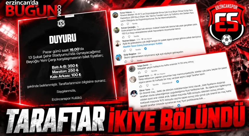 Erzincanspor’da Bilet Fiyatları Tartışma Yarattı: Taraftar İkiye Bölündü