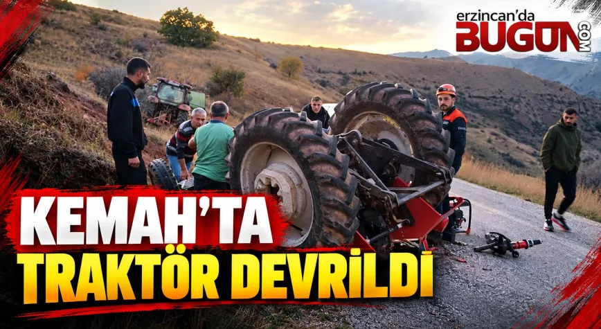 KEMAH’TA TRAKTÖR DEVRİLDİ: 75 YAŞINDAKİ SÜRÜCÜ EKİPLERİN MÜDAHALESİYLE KURTARILDI